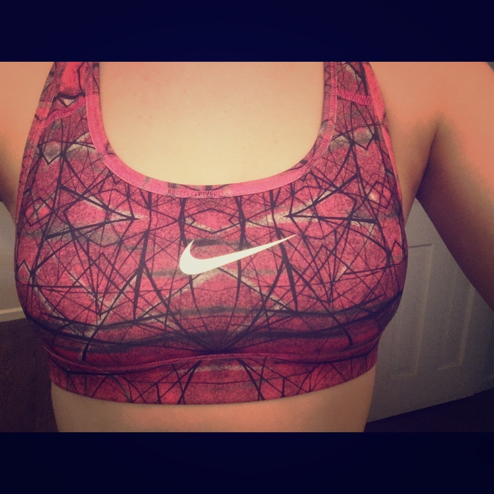 Hot pink Nike sports bra